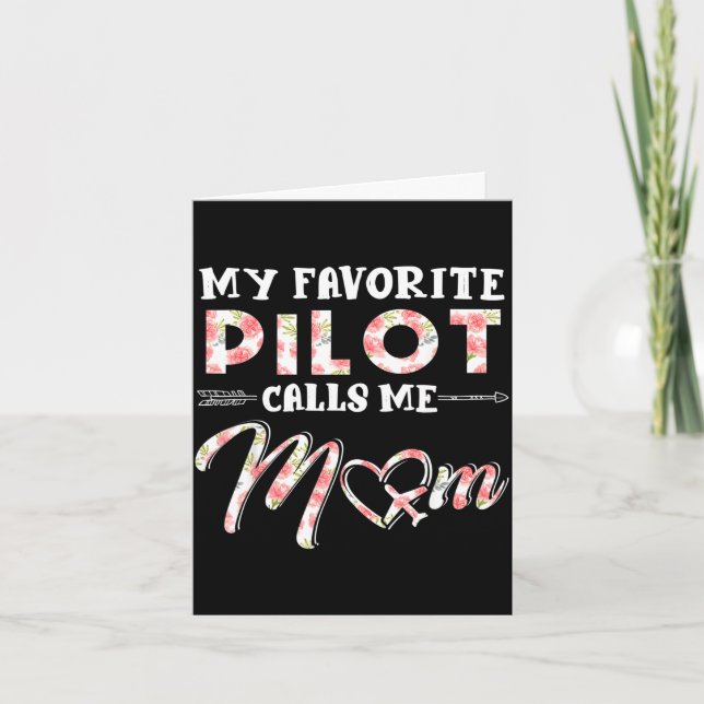 Lieblings-Pilot ruft Mama Blumen-Design Muttertag Karte (Vorderseite)