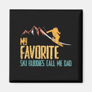 Lieblings-Skibuddies nennen Papa Retro-Vintage-Ski Magnet