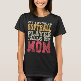 Lieblings-Softballspieler-Mama Vintage-Typografie T-Shirt