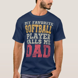Lieblings-Softballspieler Papa Vintage-Typografie T-Shirt