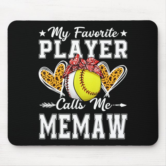 Lieblings-Spieler nennt Memaw Baseball Softball Mousepad (Vorne)