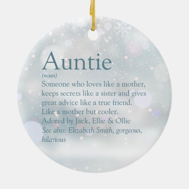 Lieblings Tante Tuntie Definition Frohe Weihnachte Keramik Ornament (Hinten)