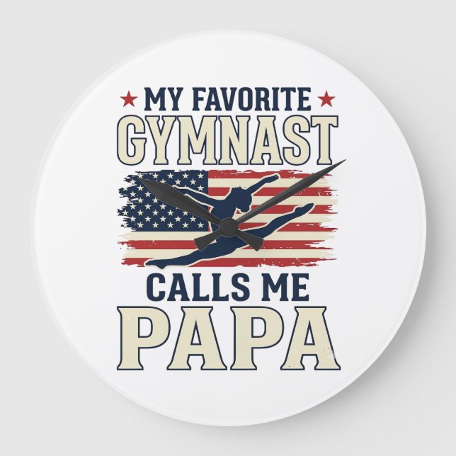 Lieblings-Turner nennt mich Papa Patriotisches Vin Große Wanduhr (Vorderseite)