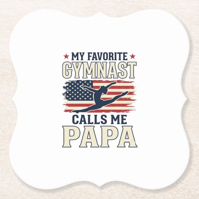 Lieblings-Turnerin nennt mich Papa Patriotisches V Untersetzer (Vorderseite)