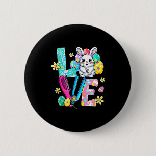 Lieblingsfriseur-Häschen-Blumen-Ostern-lustiger-Ta Button