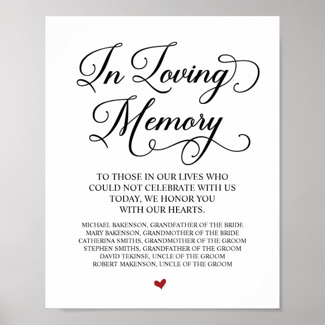 Lieblingsgedächtnis in unserem Heart Memorial Tabl Poster (Vorne)