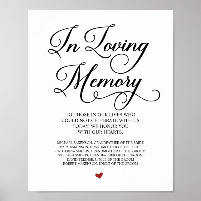 Lieblingsgedächtnis in unserem Heart Memorial Tabl Poster (Vorne)