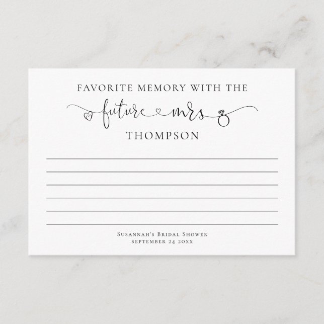 Lieblingsgedächtnis mit zukünftiger Frau Brautpart Karte (Vorderseite)