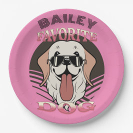 Lieblingshund, lustige niedliche Hundemutter/Papa Pappteller