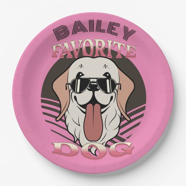 Lieblingshund, lustige niedliche Hundemutter/Papa  Pappteller (Vorderseite)