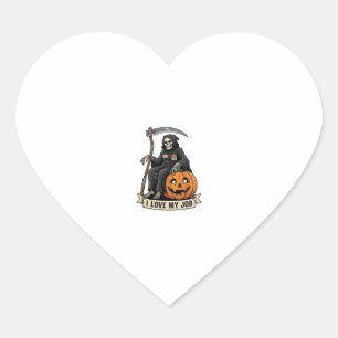 Lieblingsjob Sensenmann Halloween Kürbis Sense_1 Herz-Aufkleber