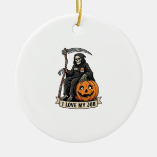 Lieblingsjob Sensenmann Halloween Kürbis Sense_1 Keramik Ornament