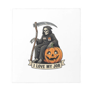Lieblingsjob Sensenmann Halloween Kürbis Sense_1 Notizblock