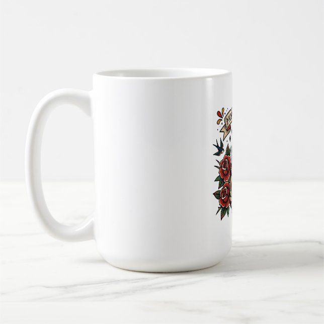 Lieblingskatze der Mutter Dolch Rose Traditionelle Kaffeetasse (Links)