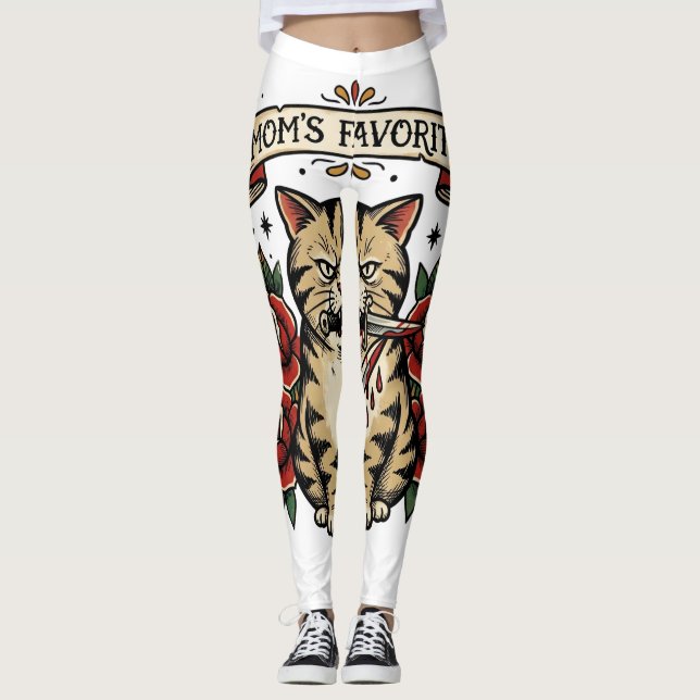 Lieblingskatze der Mutter Dolch Rose Traditionelle Leggings (Vorderseite)