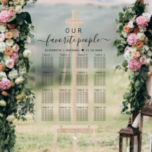 Lieblingsmenschen 16 Tische Hochzeitssitzplan Acrylschild