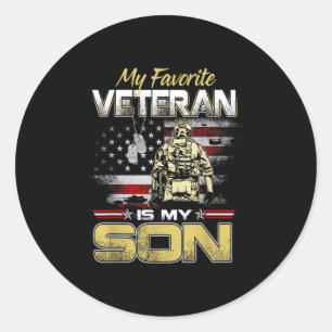 Lieblingsveteran ist Sohn Veteranentag patriotisch Runder Aufkleber