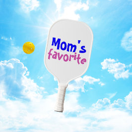 "Lieblingszitat der Mama" mit blaurosa Text Pickleball Schläger