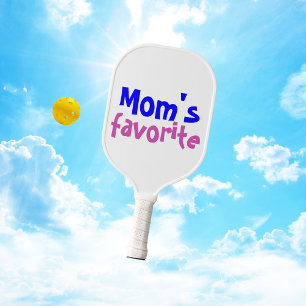 "Lieblingszitat der Mama" mit blaurosa Text Pickleball Schläger
