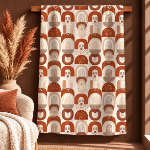 Liebreizende Boho-Formen Elfenbeinbeige Rostbraune Fleecedecke