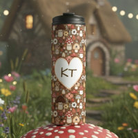 Liebreizende monogrammierte Cottage-Core-Pilze