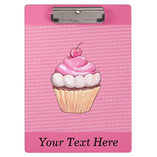 Liebreizender rosa Cupcake mit Kirschklemmbrett Klemmbrett (Vorderseite)