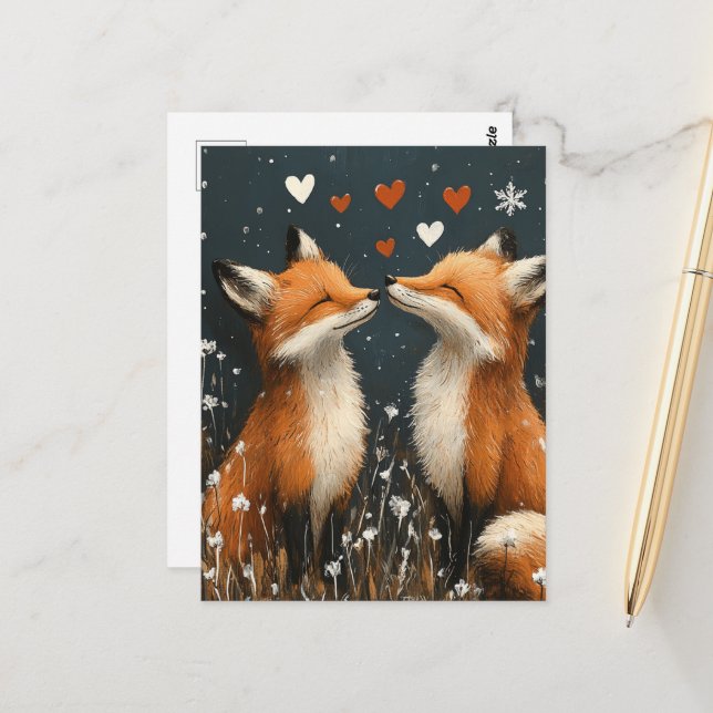 Liebreizender Rotfuchs in Liebe Postkarte (Vorderseite/Rückseite Beispiel)