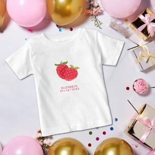 Liebreizendes Erdbeer-Duo Personalisierter Gebur Baby T-shirt
