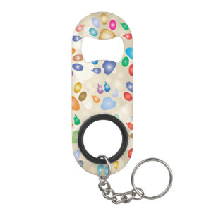 Liebreizige bunte Hundepfotenabdrücke, Bokeh Mini Flaschenöffner