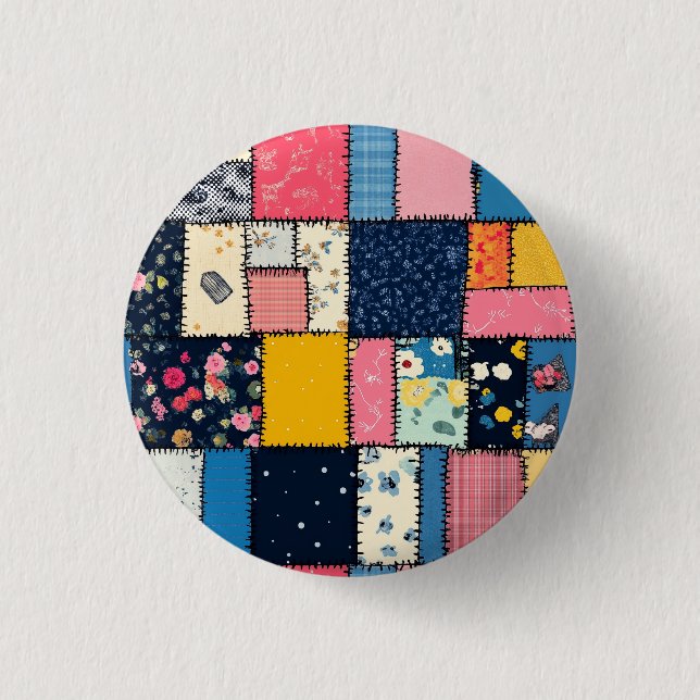 Liebreiziges Patchwork-Design, spielerisches Muste Button (Vorderseite)