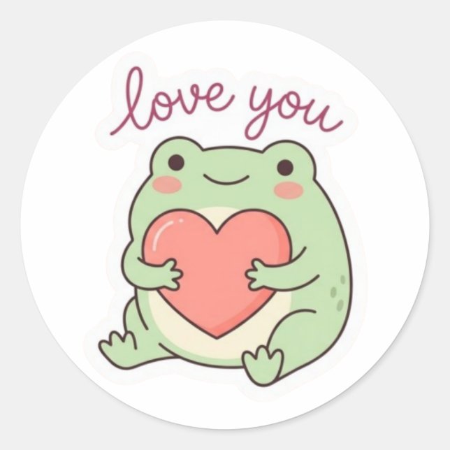 Liebst du Frosch Aufkleber Süßer Frosch Herz Weich (Vorderseite)