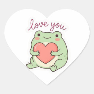 Liebst du Frosch Aufkleber Süßer Frosch Herz Weich
