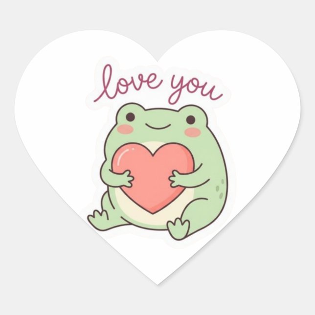 Liebst du Frosch Aufkleber Süßer Frosch Herz Weich (Vorderseite)