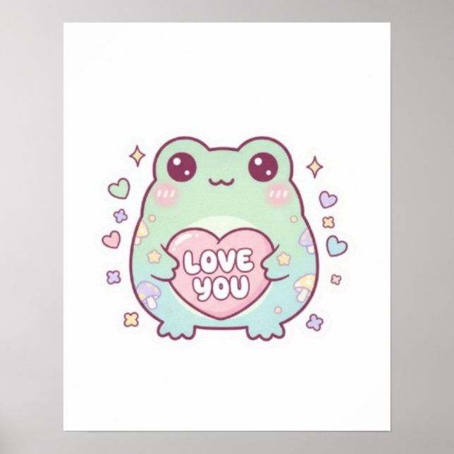 Liebst du Froschposter Hübsch Romantischer Frosch  Poster (Vorne)