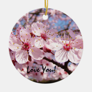 Liebst Du! hängender Schmuck Geschenke Rosa Blüten Keramikornament