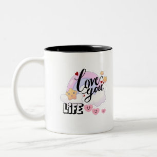 Liebst du Lebensaufkleber Zweifarbige Tasse