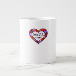 Liebst Du mehr Buntglas-Herz-Mosaik Kunst Jumbo-Tasse