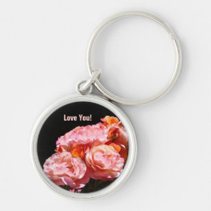 Liebst du! Rosa Rosen Blumen Schlüsselanhänger Ros
