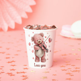 Liebst du Teddy mit Violin Pappbecher