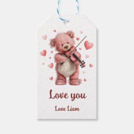 Liebst du Teddy mit Violine Geschenkanhänger