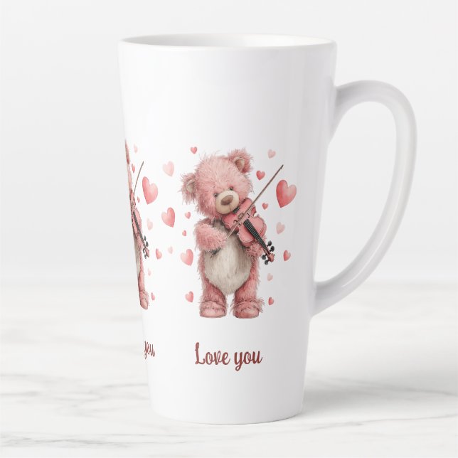 Liebst du Teddy mit Violine Milchtasse (Rechts)