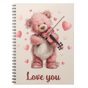 Liebst Du Teddy mit Violine Notizblock