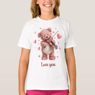 Liebst Du Teddy Mit Violine T-Shirt