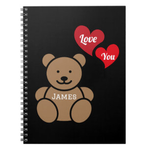 Liebst Du Teddybär und Herzen, Personalisiert Notizblock