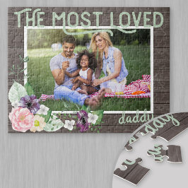 Liebster Daddy - Rustikaler dunkler Holzrahmen Puzzle