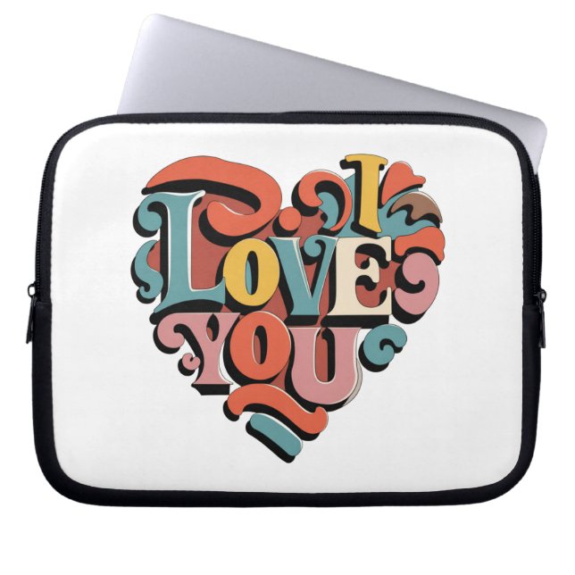 Liebstes Herz Retro Psychedelia Laptopschutzhülle (Vorderseite)