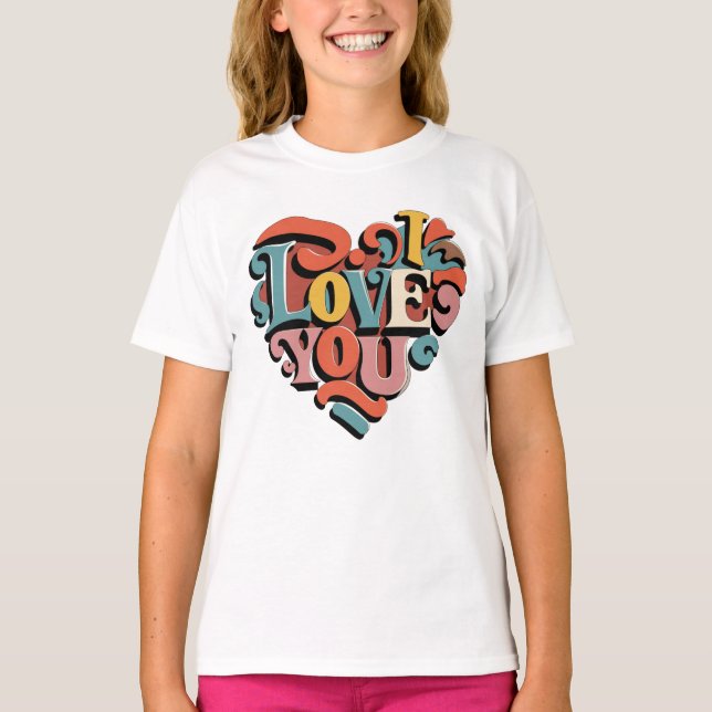 Liebstes Herz Retro Psychedelia T-Shirt (Vorderseite)