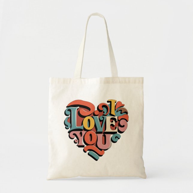Liebstes Herz Retro Psychedelia Tragetasche (Vorne)