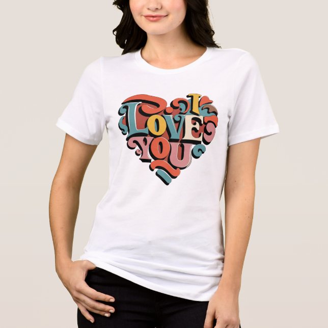 Liebstes Herz Retro-Psychedelia Tri-Blend Shirt (Vorderseite)