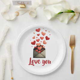 Liebstes-Valentinstags-Briefumschlag-Design Pappteller